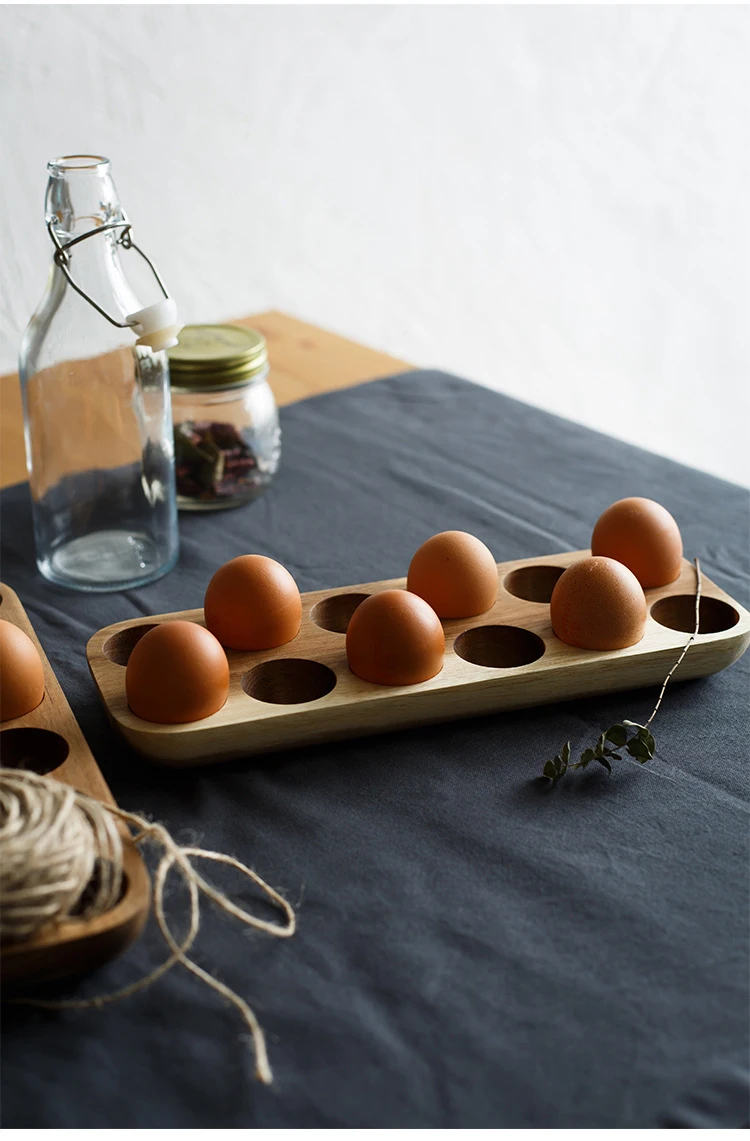Japanese Style Wooden Double Row Egg Storage Box Home Organizer Rack Eggs Refrigerator Holder Kitchen Fresh Keeping Accessories - Image 22