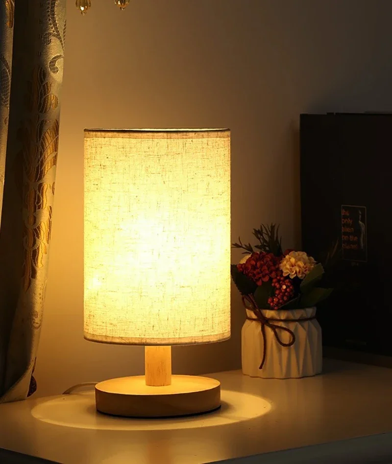 1pc Chinese Style Lamp LED Table Lamp Simple Dimmable USB Plug Night Light Fabric Lampshade Living Room Bedroom Bedside Lighting - Image 10