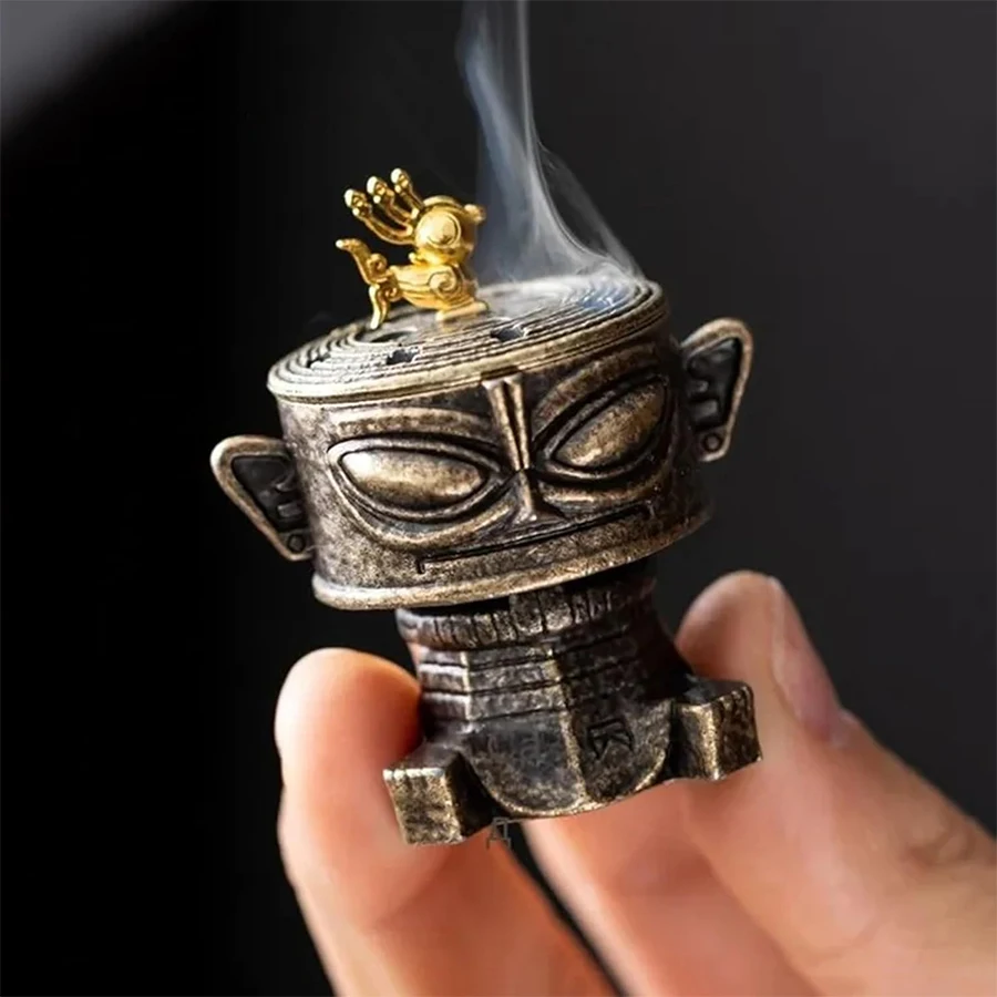 Sanxingdui Alloy Incense Burner - Mini Vintage Holder for Meditation, Cones & Coils, Retro Home Decor Gift - Image 2