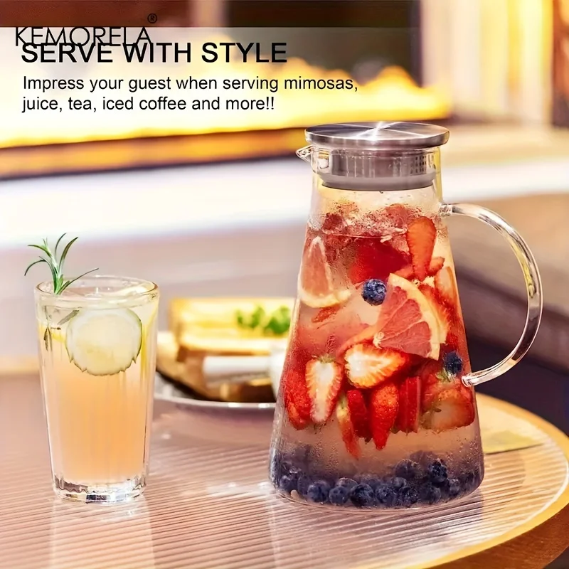 Water Jug Transparent Heat-Resistant Glass Cold Water Kettle And Cups Water Pot With Handle Large Capacity Office Household Jug - Image 3
