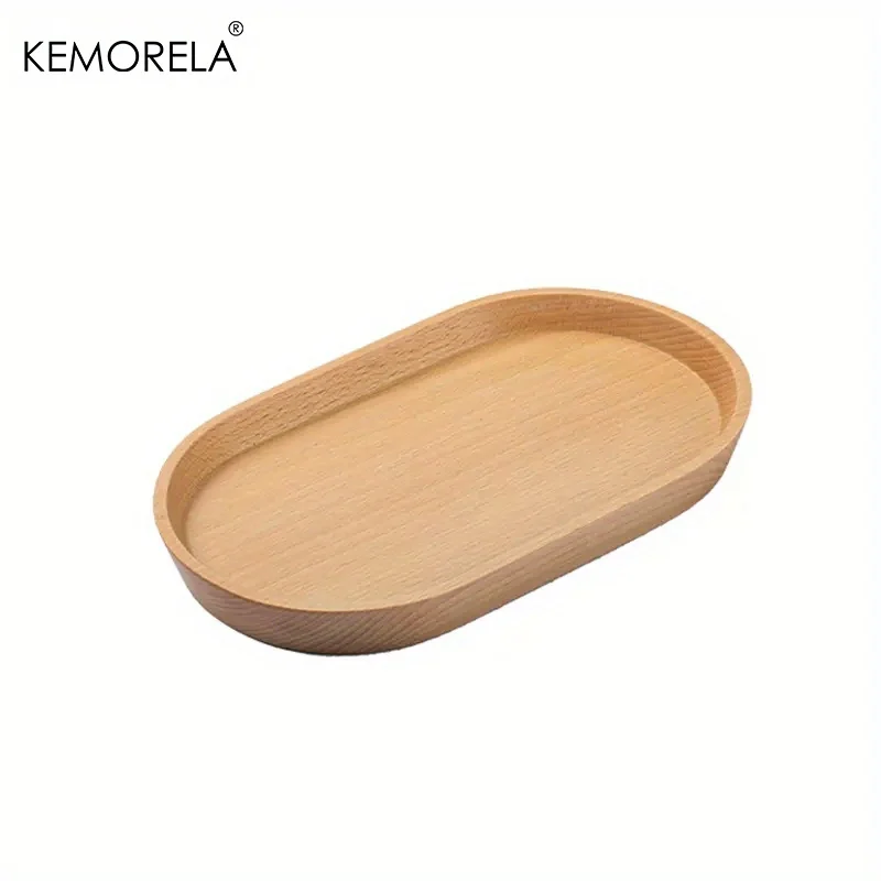 KEMORELA 1PCS Tableware Solid Wood Round Dessert Plate Japanese-style Wooden Tray Snack Plate Dried Fruit Plate Wooden Plate - Image 7