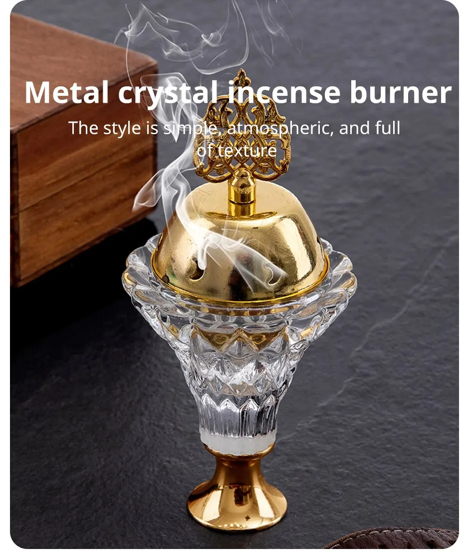 1Pc Artificial Crystal Incense Burner With Cover Aromatherapy Diffuser Metal Crafts Family Yoga Studio Home Decoration Ornaments - Image 9