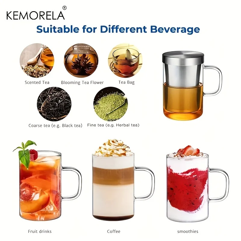 477ML Glass Cup Tea Infuser Mug Borosilicate Glass Tea Mug with Stainless Steel Infuser Home Office Coffee Mug Drinkware - Image 5