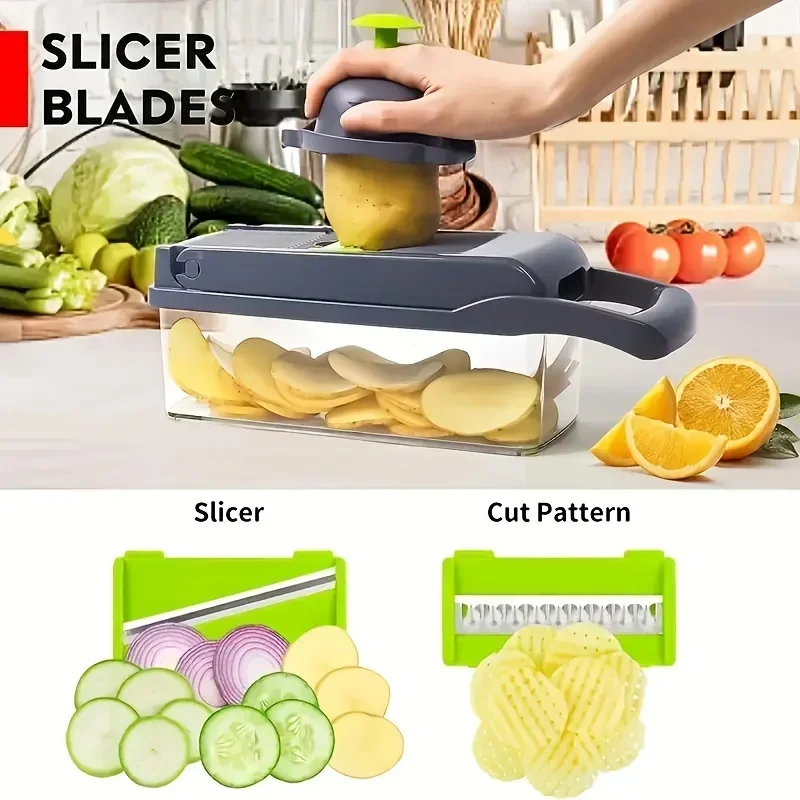 14/16 in 1 Multifunctional Vegetable Chopper Onion Chopper Handle Food Grate Food Chopper Kitchen Vegetable Slicer Dicer Cut - Image 13