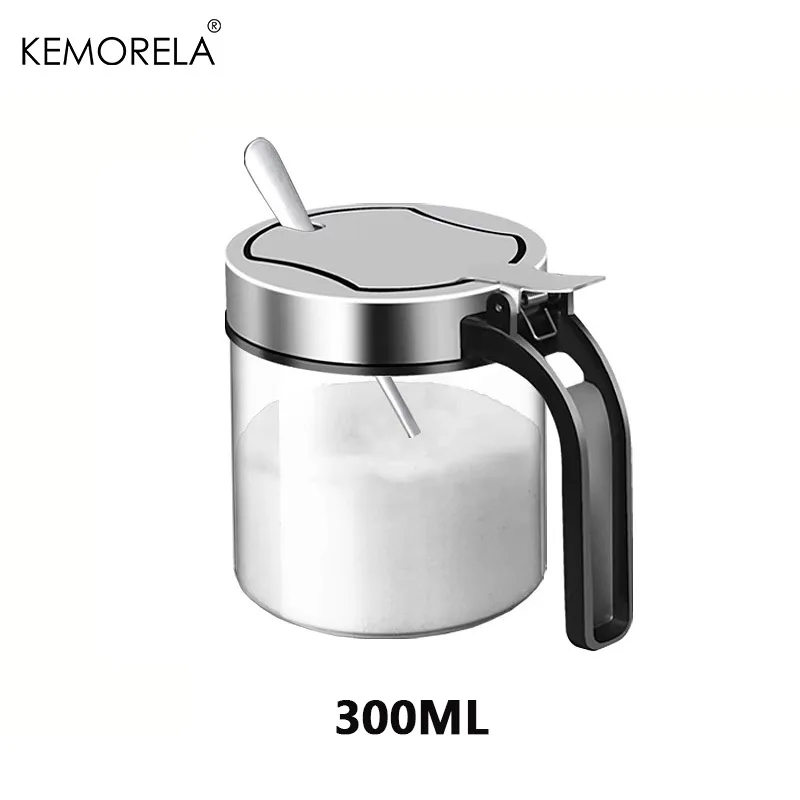 1Pcs Glass Seasoning Jar Stainless Steel Lid With Spoon Condiment Bottle Salt Shaker Kitchen Supplies Storage Set Spice Boxes - Image 8