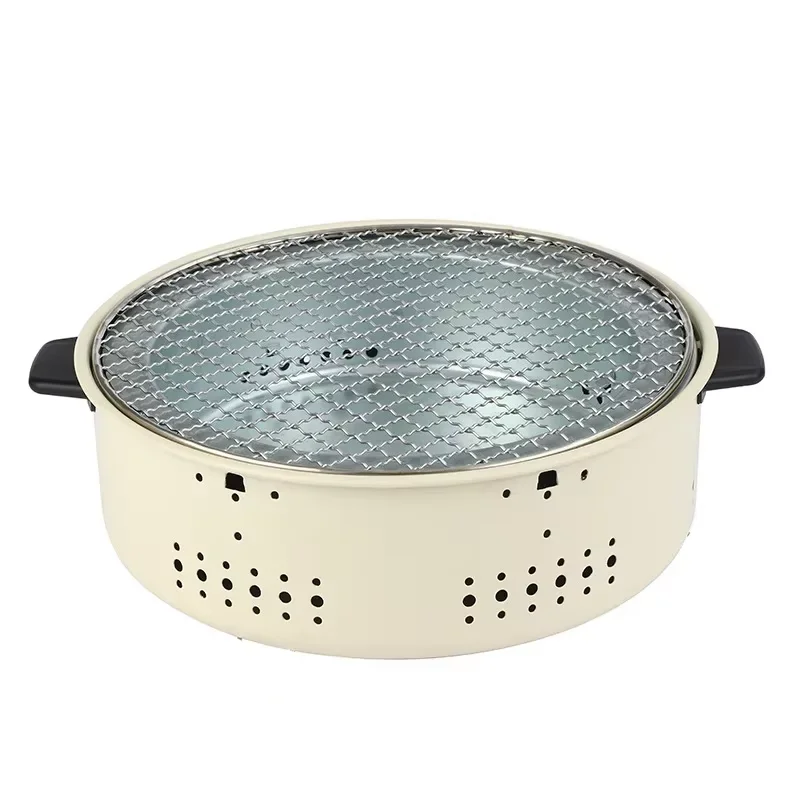 Portable Barbecue Grill Korean Charcoal Stove Stainless Steel Split BBQ Stove Round Non-stick Barbecue Rack For Outdoor Camping - Image 9