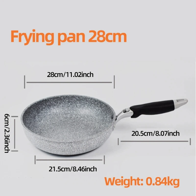 Durable Stone Frying Pan28/26/24/20cm Wok Non-stick Pan Skillet Cauldron Induction Cooker Pans Pancake Egg Gas Stove Home - Image 12