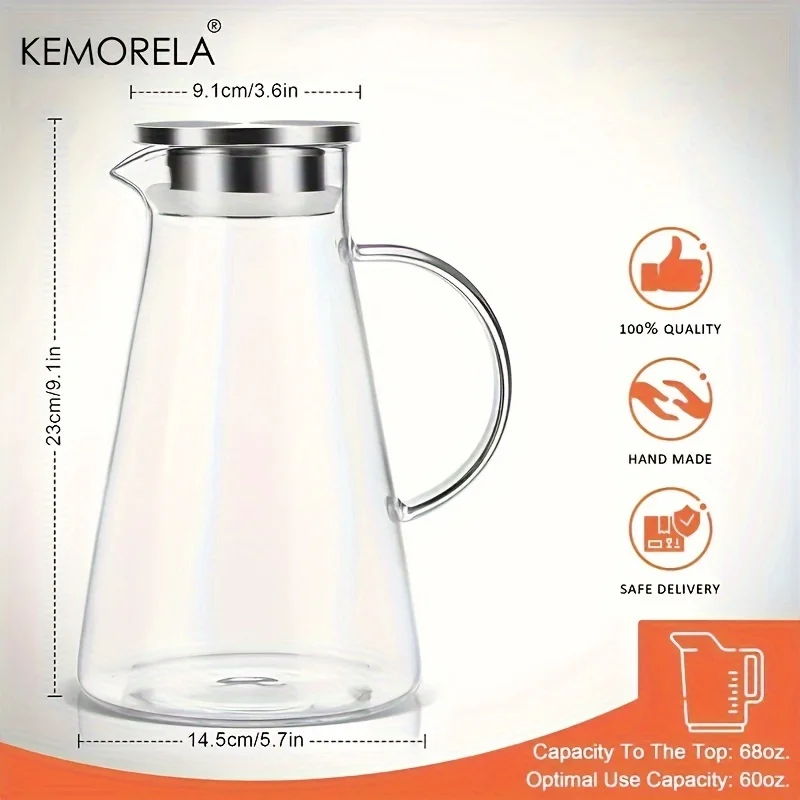 Water Jug Transparent Heat-Resistant Glass Cold Water Kettle And Cups Water Pot With Handle Large Capacity Office Household Jug - Image 6