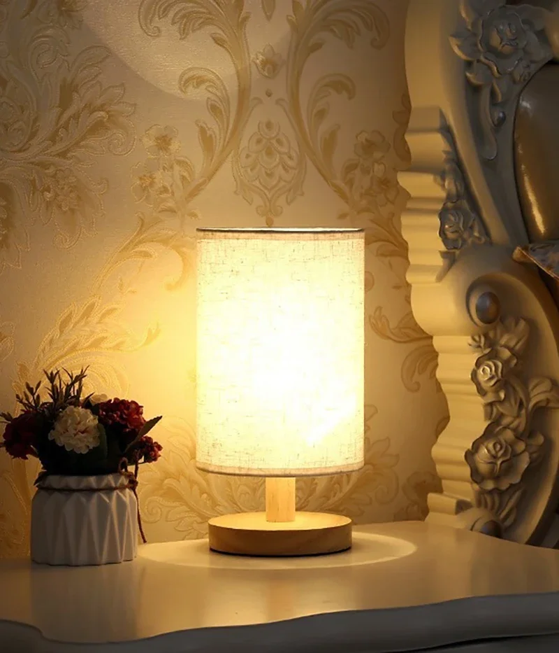 1pc Chinese Style Lamp LED Table Lamp Simple Dimmable USB Plug Night Light Fabric Lampshade Living Room Bedroom Bedside Lighting - Image 11