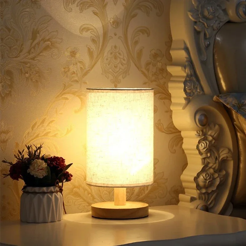 1pc Chinese Style Lamp LED Table Lamp Simple Dimmable USB Plug Night Light Fabric Lampshade Living Room Bedroom Bedside Lighting - Image 2
