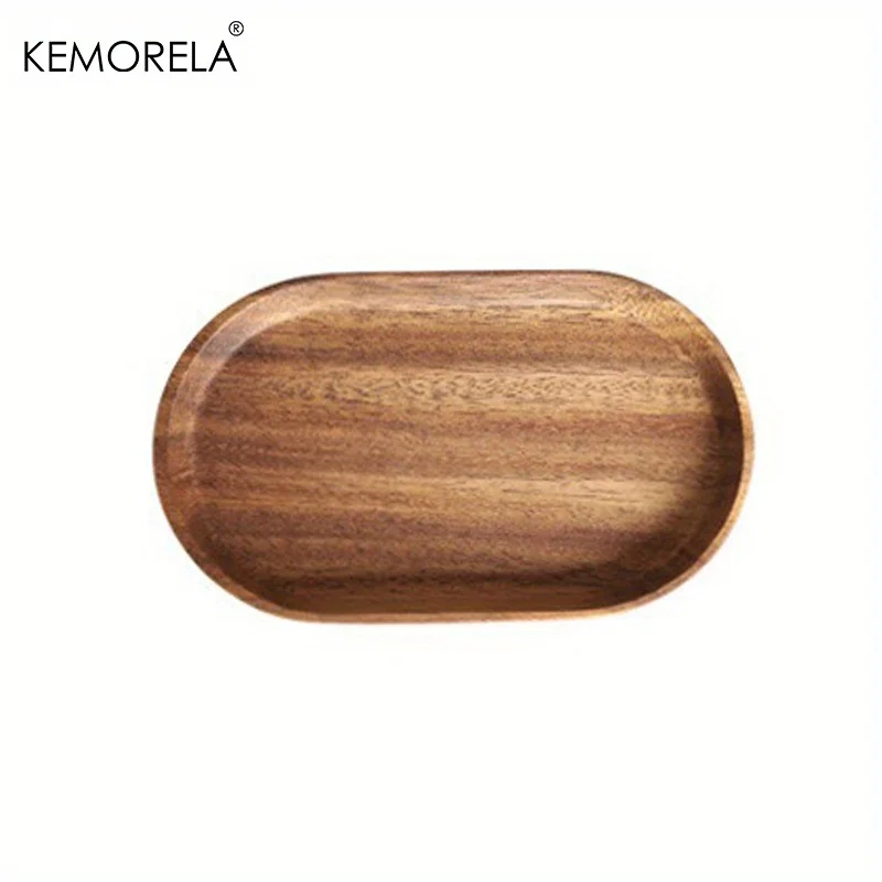 KEMORELA 1PCS Tableware Solid Wood Round Dessert Plate Japanese-style Wooden Tray Snack Plate Dried Fruit Plate Wooden Plate - Image 8
