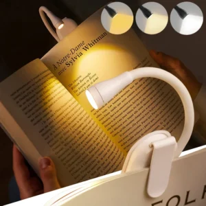 Mini LED Book Night Light Adjustable Clip 360° Flip Study Eye Protection Lamp Rechargeable 3 Color for Travel Bedroom Reading