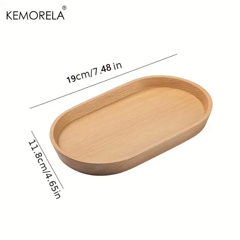 KEMORELA 1PCS Tableware Solid Wood Round Dessert Plate Japanese-style Wooden Tray Snack Plate Dried Fruit Plate Wooden Plate - Image 10