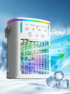 Cooling Fan Air Conditioner Fan With Remote Timer Function 7-Color Night light 3Level Mist Modes For Bedroom Office Room Camping