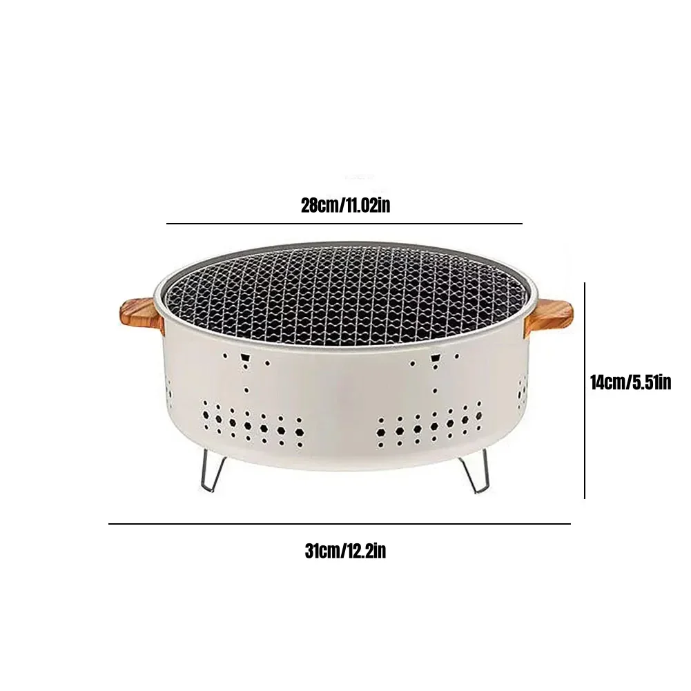 Portable Barbecue Grill Korean Charcoal Stove Stainless Steel Split BBQ Stove Round Non-stick Barbecue Rack For Outdoor Camping - Image 6