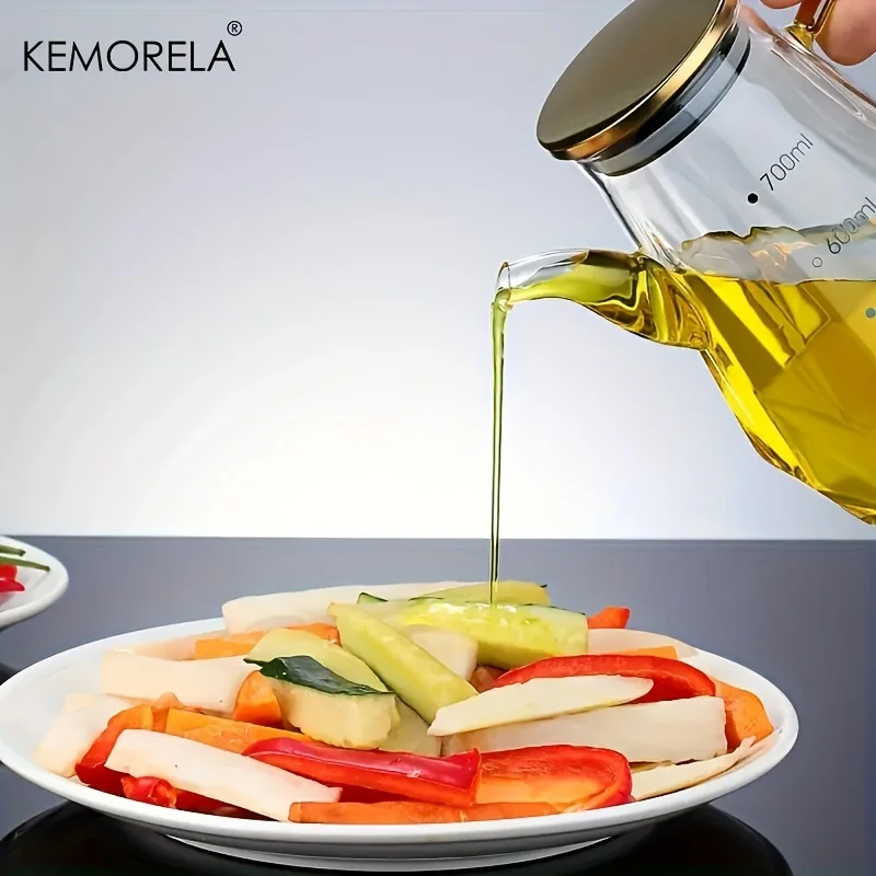 KEMORELA 1PCS Glass Diamond Oil Bottle 500/700/900ml with Scale and Handle Kitchen Soy Sauce Vinegar Condiment Storage Container - Image 5