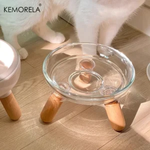 KEMORELA Elevated Pet Tilted Food Bowl Water Bowl Transparent Plastic Cat Bowl For Protecting Pet Cervical Vertebra Removable
