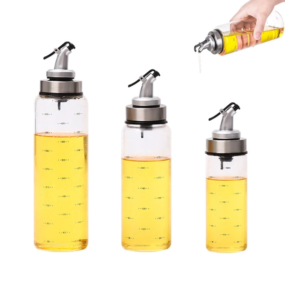 1PCS 180/300/500ml Oil Bottle High Borosilicate Glass Dispenser With Scale Quantitative Sauce Vinegar Cooking Kitchen Supplies - Image 2