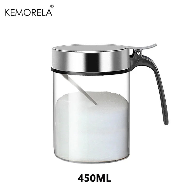 1Pcs Glass Seasoning Jar Stainless Steel Lid With Spoon Condiment Bottle Salt Shaker Kitchen Supplies Storage Set Spice Boxes - Image 7