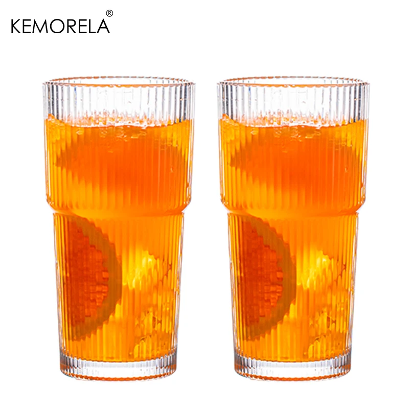 600ML Stripe Glass Coffee Cup With Lid and Without Cover Straw Transparent Drinking Glasses for Juice Iced Coffee Mugs Drinkware - Image 7