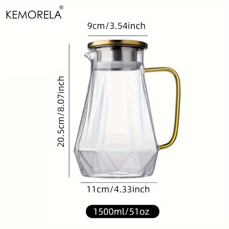 1PCS Diamond Texture Glass Teapot Set Hot Cold Water Kettle Water Jug Transparent Coffee Pot Home Water Carafe Glass Pitcher - Image 6