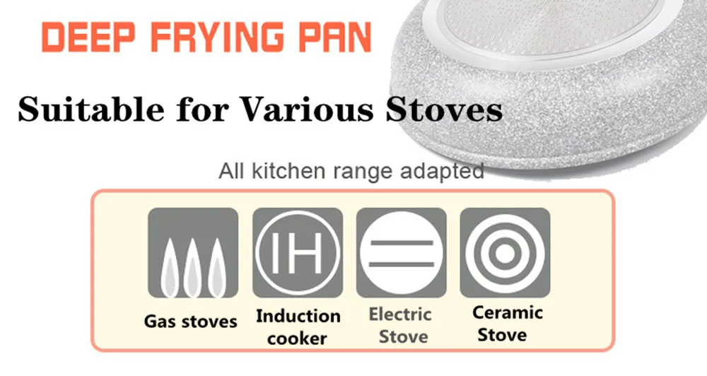 Durable Stone Frying Wok Pan Non-stick Ceramic Pot Induction Fryer Steak Cooking Gas Stove Skillet Cookware Tool for Kitchen Set - Image 17