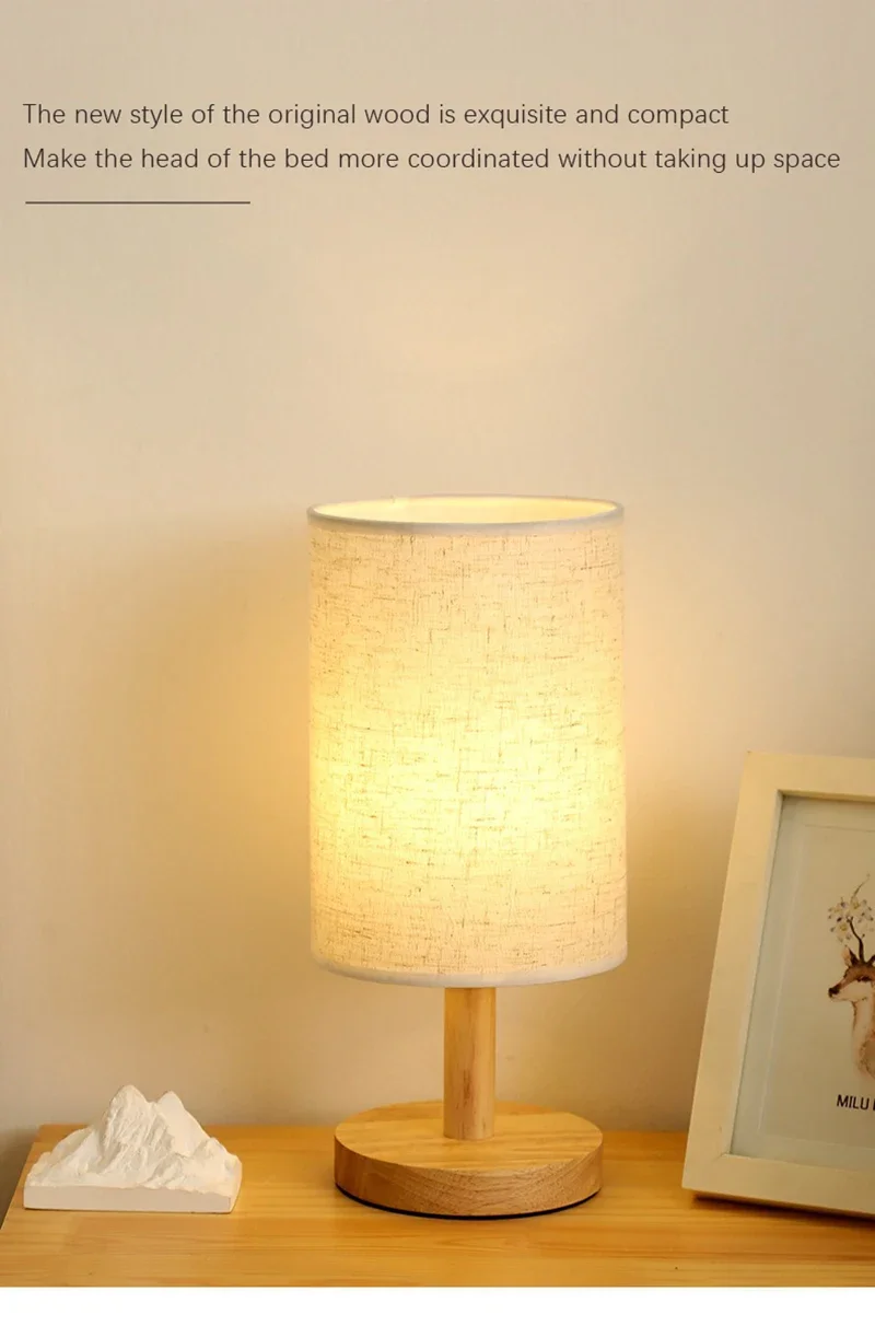 1pc Chinese Style Lamp LED Table Lamp Simple Dimmable USB Plug Night Light Fabric Lampshade Living Room Bedroom Bedside Lighting - Image 12