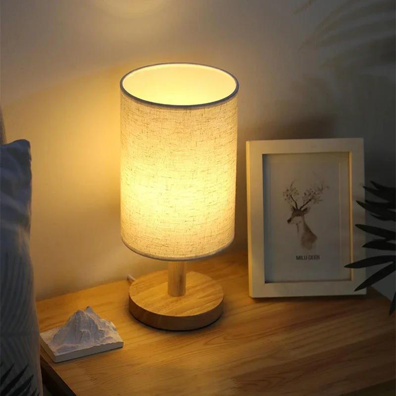 1pc Chinese Style Lamp LED Table Lamp Simple Dimmable USB Plug Night Light Fabric Lampshade Living Room Bedroom Bedside Lighting - Image 3