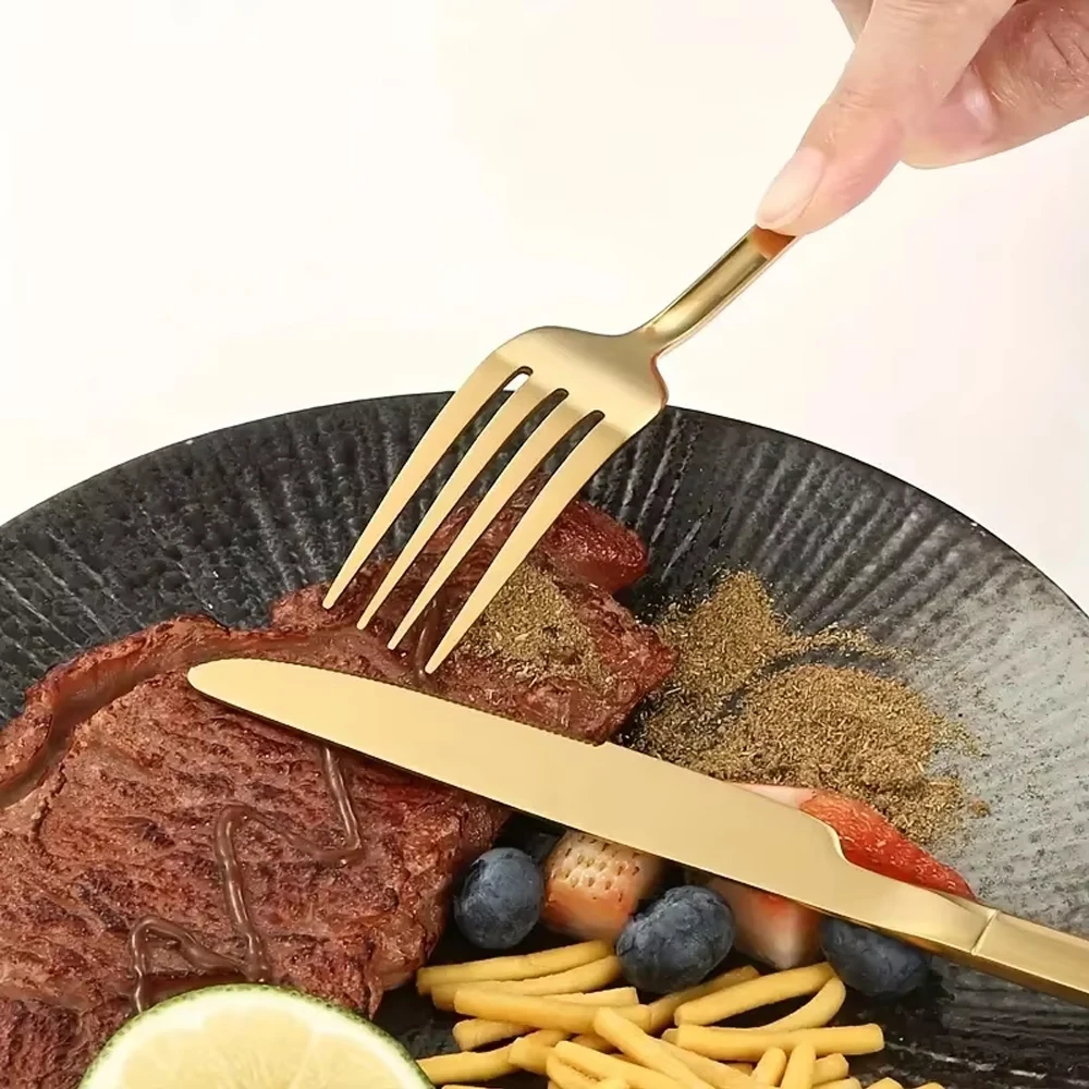 30PCS Gold Tableware Sets Stainless Steel Cutlery Knife Tea Fork Coffee Spoon Flatware Dishwasher Safe Dinner Kitchen Dinnerware - Image 4