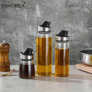 KEMORELA 1/3PCS Oil Bottle Olive Oil Glass lecythus Dispenser Drip-Free Automatic Opening And Closing Seasoning Bottle Bottle