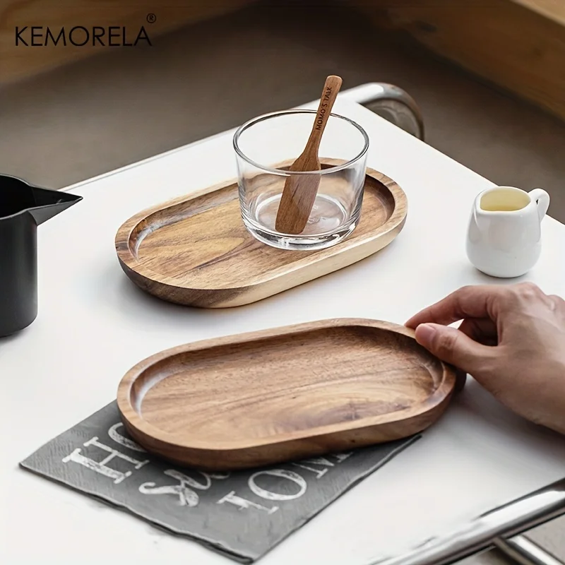 KEMORELA 1PCS Tableware Solid Wood Round Dessert Plate Japanese-style Wooden Tray Snack Plate Dried Fruit Plate Wooden Plate - Image 17