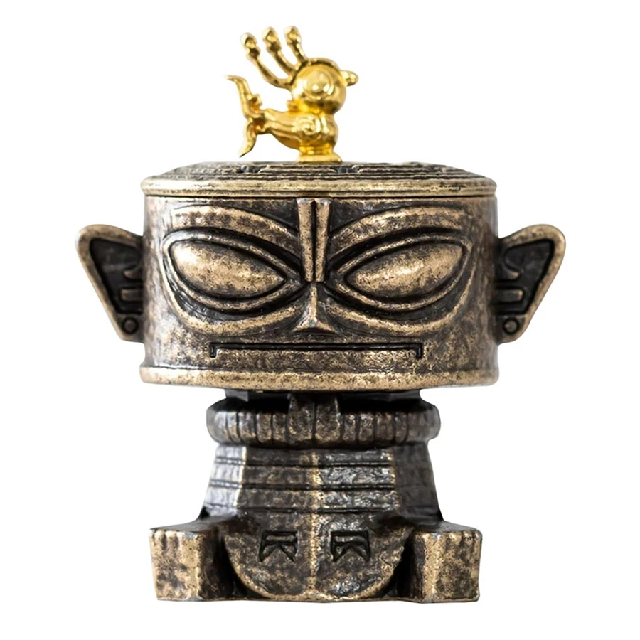 Sanxingdui Alloy Incense Burner - Mini Vintage Holder for Meditation, Cones & Coils, Retro Home Decor Gift - Image 4