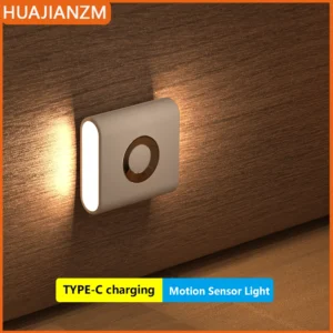 Motion Sensor Light LED Type C Rechargeable Wireless Night Light For Bedroom Staircase Hallway Indoor Lighting Closet Light