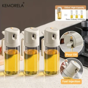 550ML Oil Sprayer Bottle 1/2/3PCS BBQ Cooking 2 in 1 Oil Dispenser Olive Oil Pourers Sprayer Kitchen Baking Oil Vinegar Bottle