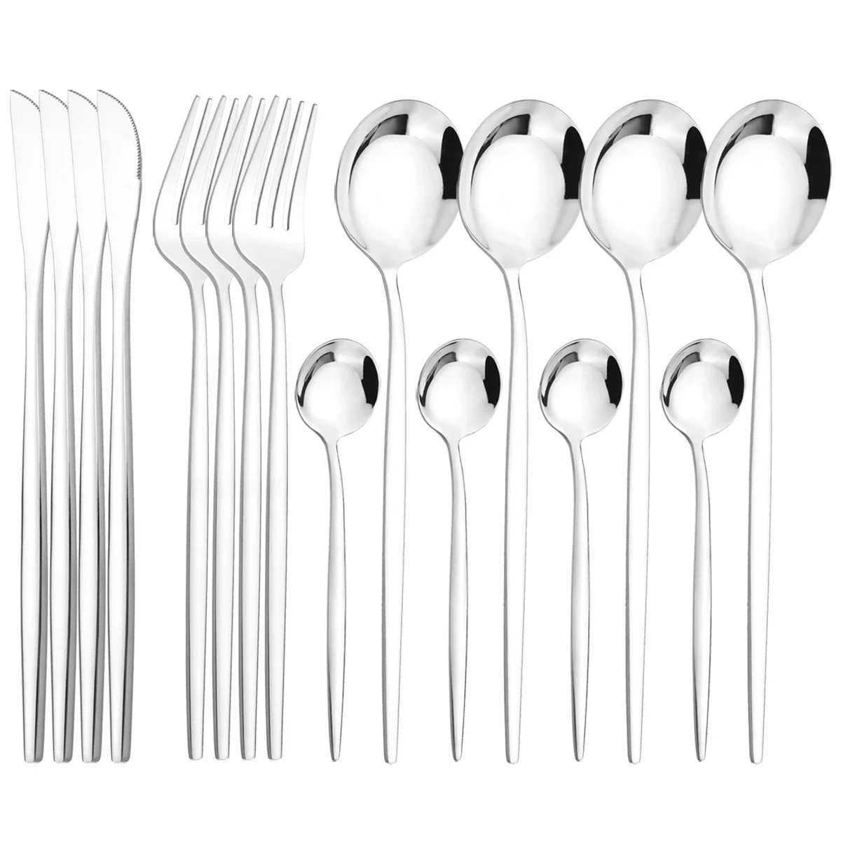16Pcs Mirror Gold Dinnerware Set Stainless Steel Cutlery Set Fork Knife Coffee Spoon Tableware Silverware Kitchen Flatware Set - Image 22