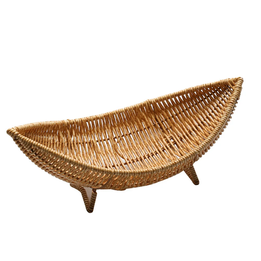 Rattan Fruit Bowl Tray For Coffee Table Basket Rattan Fruit Tray Hollow Drain Basket Fruit Plate Home Decor Storage Basket - Image 7