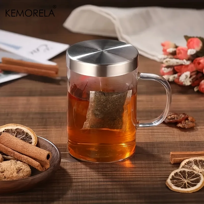 477ML Glass Cup Tea Infuser Mug Borosilicate Glass Tea Mug with Stainless Steel Infuser Home Office Coffee Mug Drinkware - Image 2