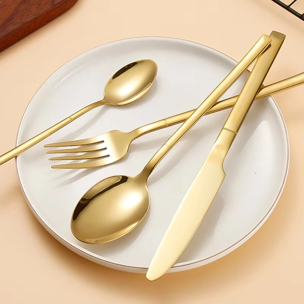 30PCS Gold Tableware Sets Stainless Steel Cutlery Knife Tea Fork Coffee Spoon Flatware Dishwasher Safe Dinner Kitchen Dinnerware - Image 2