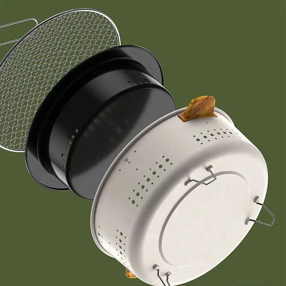 Portable Barbecue Grill Korean Charcoal Stove Stainless Steel Split BBQ Stove Round Non-stick Barbecue Rack For Outdoor Camping - Image 5