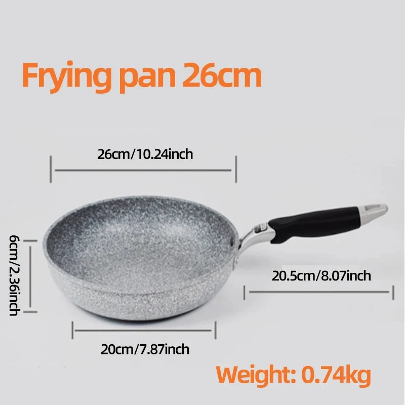Durable Stone Frying Pan28/26/24/20cm Wok Non-stick Pan Skillet Cauldron Induction Cooker Pans Pancake Egg Gas Stove Home - Image 8