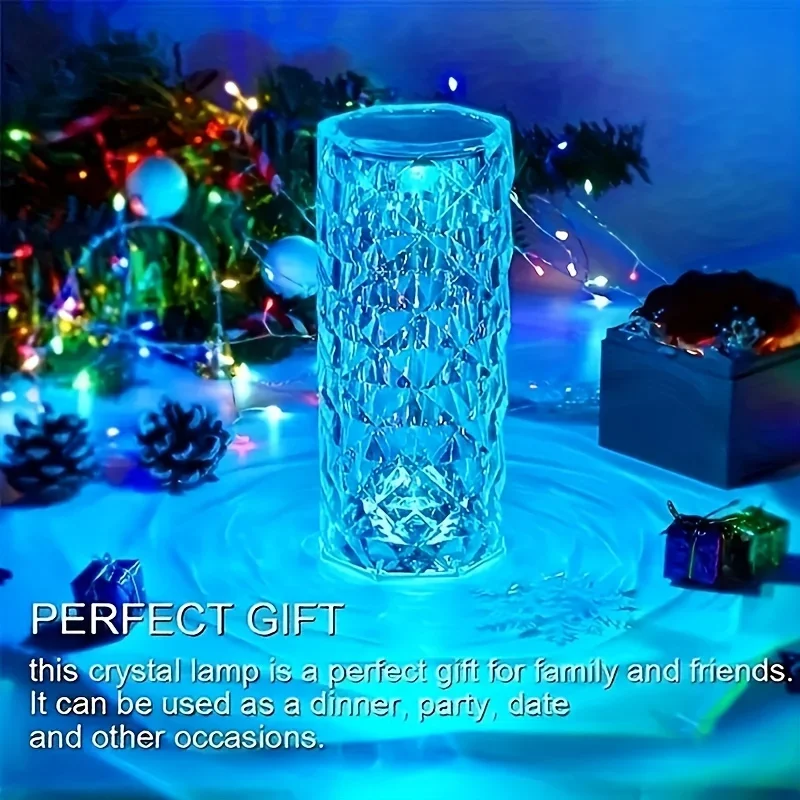 Crystal Lamp 16-Color Changing RGB Night Light Touch Lamp USB Romantic LED Rose Table Lamps For Bedroom Party Dinner Decor Light - Image 5