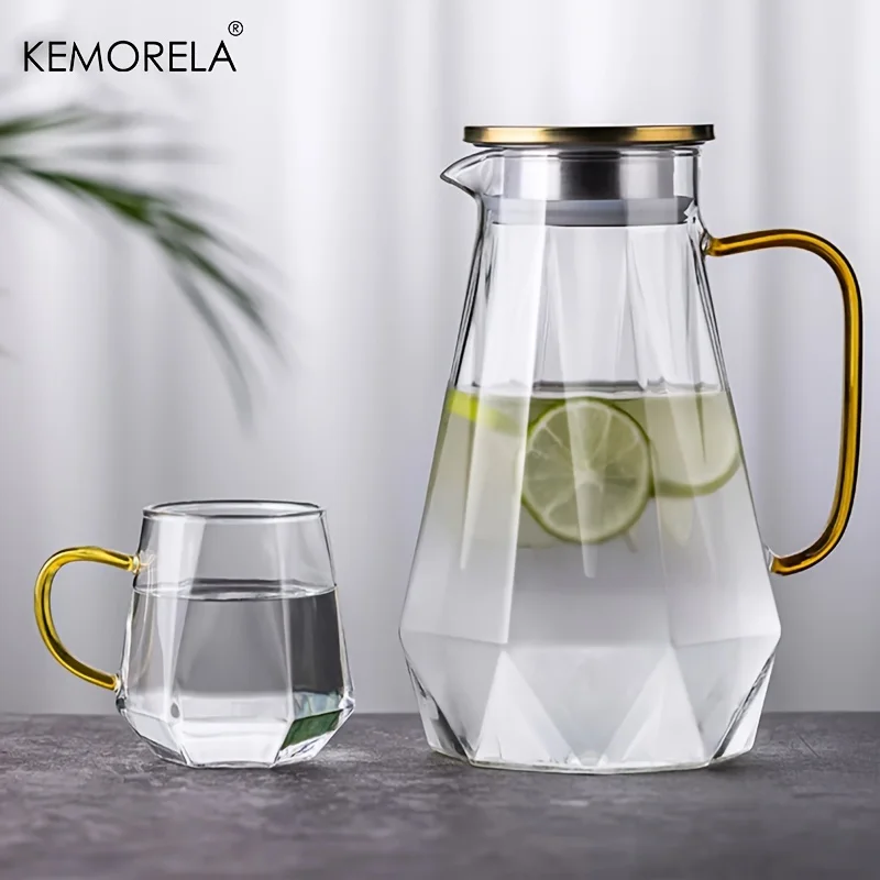 1PCS Diamond Texture Glass Teapot Set Hot Cold Water Kettle Water Jug Transparent Coffee Pot Home Water Carafe Glass Pitcher - Image 7