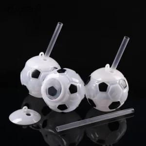 3PCS 400ml Soccer Softball Straw Cup Round Shape European Cup Essentials Plastic Bottle Beverage Straw Milk Tea Cup