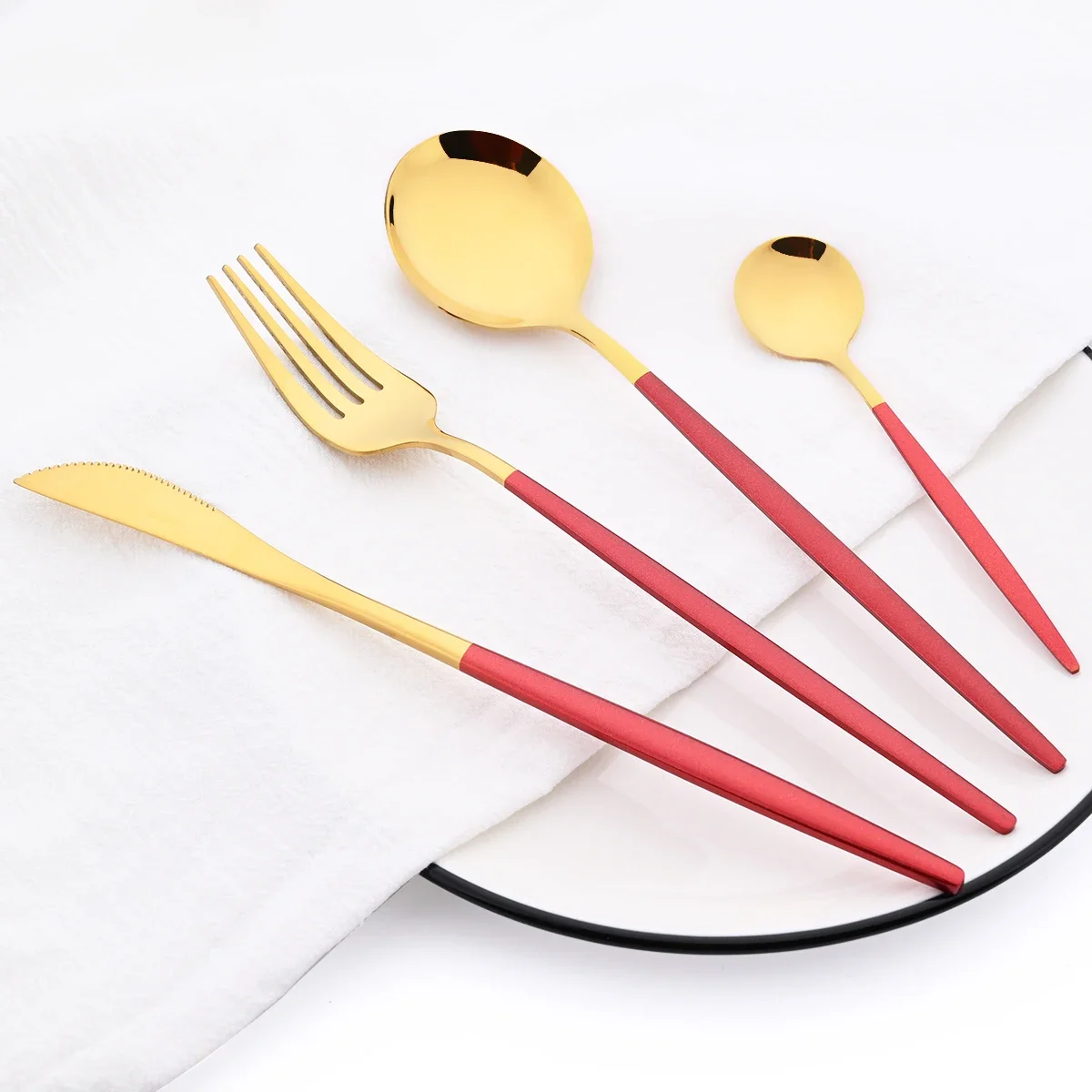 16Pcs Mirror Gold Dinnerware Set Stainless Steel Cutlery Set Fork Knife Coffee Spoon Tableware Silverware Kitchen Flatware Set - Image 30