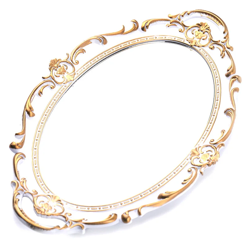European Decorative Plate Storage Tray Portable Oval Plate Jewelry Display Decor Candy Tray Vintage Make Up Mirror - Image 7