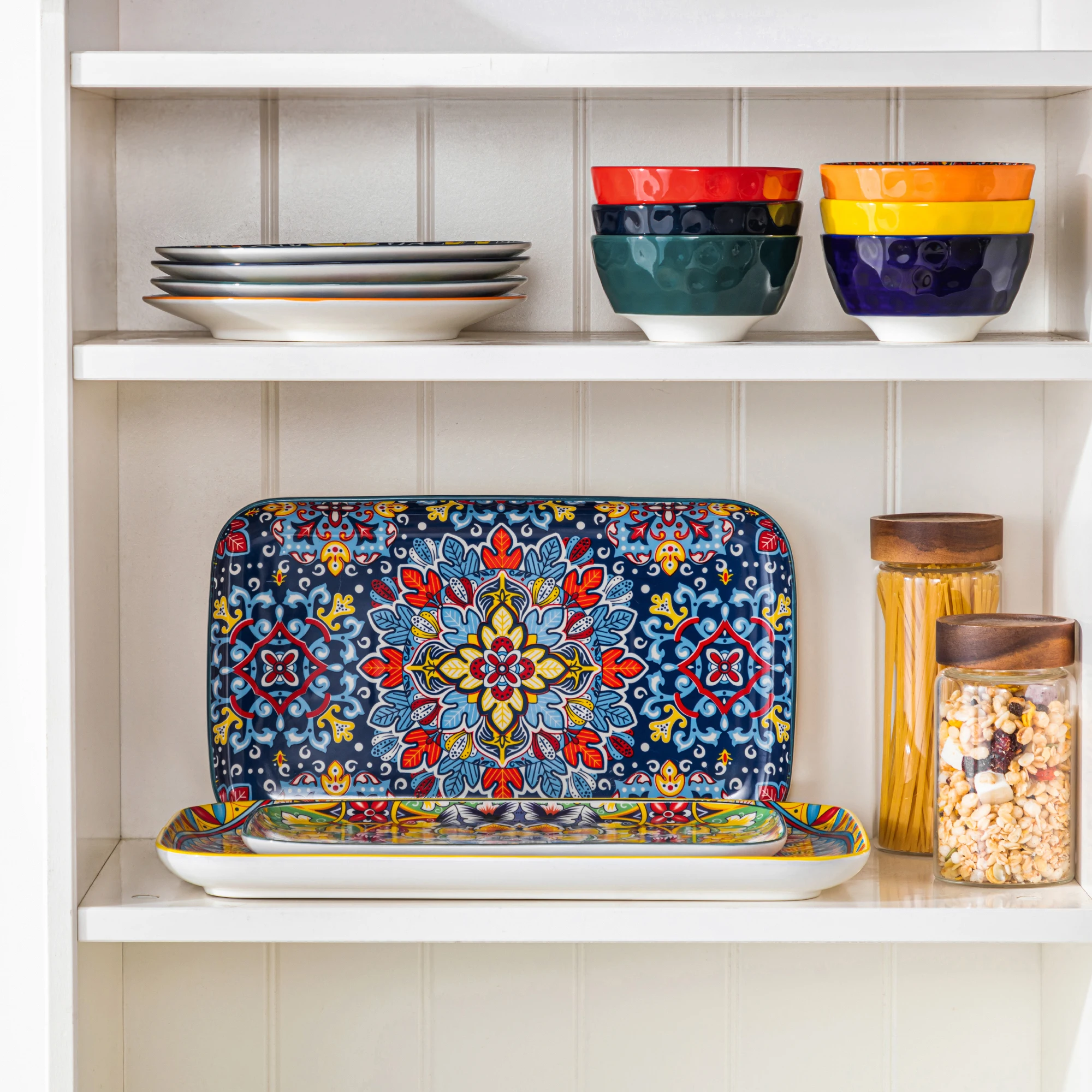 vancasso 3/6 Piece Long Plate Ceramic Salad Plates Set 3 size Rectangular Dessert Plates for Cake/Salad/Appetizer Oven Safe - Image 6