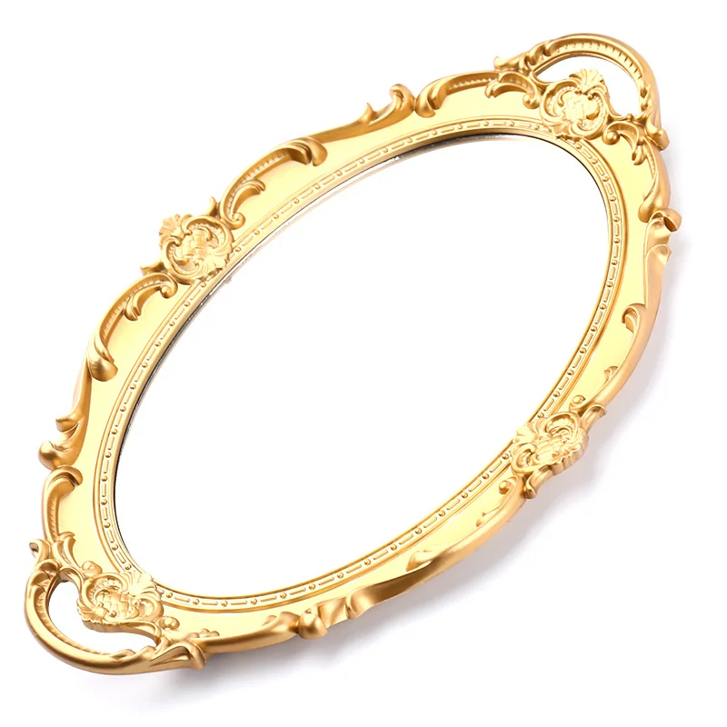 European Decorative Plate Storage Tray Portable Oval Plate Jewelry Display Decor Candy Tray Vintage Make Up Mirror - Image 9
