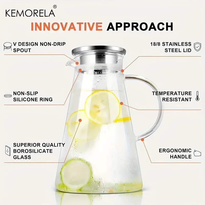 Water Jug Transparent Heat-Resistant Glass Cold Water Kettle And Cups Water Pot With Handle Large Capacity Office Household Jug - Image 2