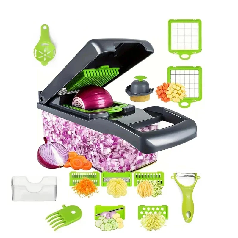 14/16 in 1 Multifunctional Vegetable Chopper Onion Chopper Handle Food Grate Food Chopper Kitchen Vegetable Slicer Dicer Cut - Image 8