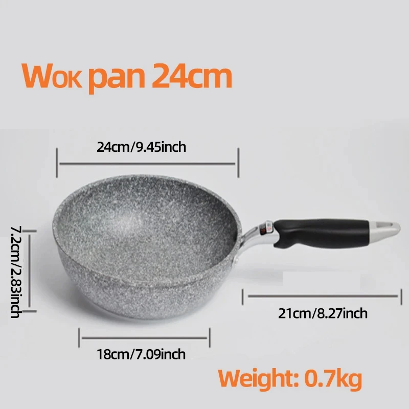 Durable Stone Frying Pan28/26/24/20cm Wok Non-stick Pan Skillet Cauldron Induction Cooker Pans Pancake Egg Gas Stove Home - Image 13
